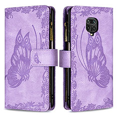 Funda de Cuero Cartera con Soporte Mariposa Carcasa B03F para Xiaomi Poco M2 Pro Purpura Claro