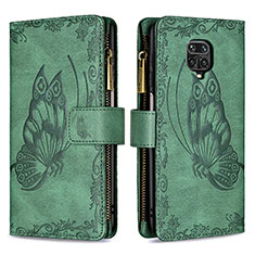 Funda de Cuero Cartera con Soporte Mariposa Carcasa B03F para Xiaomi Poco M2 Pro Verde