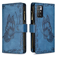 Funda de Cuero Cartera con Soporte Mariposa Carcasa B03F para Xiaomi Redmi 10 (2022) Azul