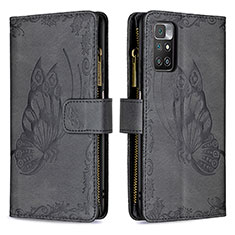 Funda de Cuero Cartera con Soporte Mariposa Carcasa B03F para Xiaomi Redmi 10 (2022) Negro