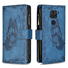 Funda de Cuero Cartera con Soporte Mariposa Carcasa B03F para Xiaomi Redmi 10X 4G Azul