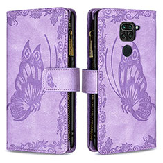 Funda de Cuero Cartera con Soporte Mariposa Carcasa B03F para Xiaomi Redmi 10X 4G Purpura Claro