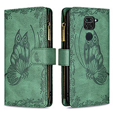 Funda de Cuero Cartera con Soporte Mariposa Carcasa B03F para Xiaomi Redmi 10X 4G Verde