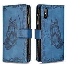 Funda de Cuero Cartera con Soporte Mariposa Carcasa B03F para Xiaomi Redmi 9AT Azul