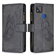 Funda de Cuero Cartera con Soporte Mariposa Carcasa B03F para Xiaomi Redmi 9C Negro