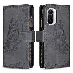 Funda de Cuero Cartera con Soporte Mariposa Carcasa B03F para Xiaomi Redmi K40 5G Negro