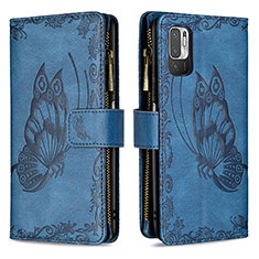 Funda de Cuero Cartera con Soporte Mariposa Carcasa B03F para Xiaomi Redmi Note 10 5G Azul