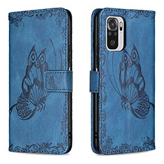 Funda de Cuero Cartera con Soporte Mariposa Carcasa B03F para Xiaomi Redmi Note 10S 4G Azul