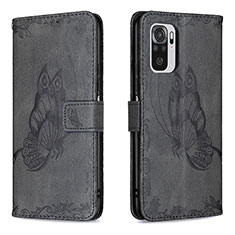 Funda de Cuero Cartera con Soporte Mariposa Carcasa B03F para Xiaomi Redmi Note 10S 4G Negro