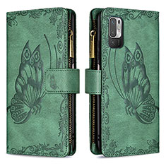 Funda de Cuero Cartera con Soporte Mariposa Carcasa B03F para Xiaomi Redmi Note 11 SE 5G Verde