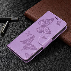 Funda de Cuero Cartera con Soporte Mariposa Carcasa B13F para Samsung Galaxy S21 5G Purpura Claro