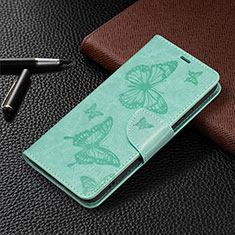 Funda de Cuero Cartera con Soporte Mariposa Carcasa B13F para Samsung Galaxy S21 5G Verde