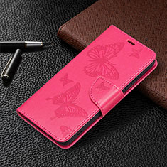 Funda de Cuero Cartera con Soporte Mariposa Carcasa B13F para Samsung Galaxy S21 Plus 5G Rosa Roja