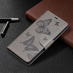 Funda de Cuero Cartera con Soporte Mariposa Carcasa B13F para Samsung Galaxy S22 Ultra 5G Gris