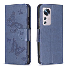 Funda de Cuero Cartera con Soporte Mariposa Carcasa B13F para Xiaomi Mi 12S 5G Azul