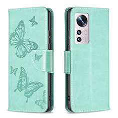 Funda de Cuero Cartera con Soporte Mariposa Carcasa B13F para Xiaomi Mi 12S Pro 5G Verde