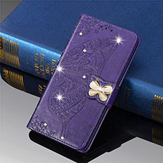 Funda de Cuero Cartera con Soporte Mariposa Carcasa L01 para Xiaomi Mi 11 5G Morado