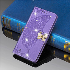 Funda de Cuero Cartera con Soporte Mariposa Carcasa L01 para Xiaomi Mi 11 Lite 4G Purpura Claro