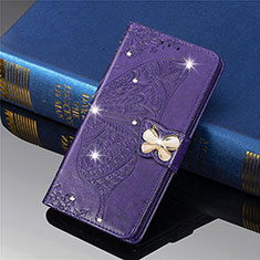 Funda de Cuero Cartera con Soporte Mariposa Carcasa L01 para Xiaomi Mi 11 Lite 5G NE Morado