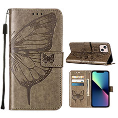 Funda de Cuero Cartera con Soporte Mariposa Carcasa L10 para Apple iPhone 13 Mini Gris Oscuro