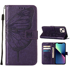 Funda de Cuero Cartera con Soporte Mariposa Carcasa L10 para Apple iPhone 13 Morado