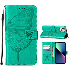 Funda de Cuero Cartera con Soporte Mariposa Carcasa L10 para Apple iPhone 13 Verde