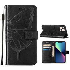 Funda de Cuero Cartera con Soporte Mariposa Carcasa L10 para Apple iPhone 14 Negro