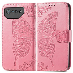 Funda de Cuero Cartera con Soporte Mariposa Carcasa para Asus ROG Phone 7 Pro Rosa Roja