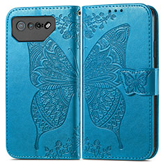 Funda de Cuero Cartera con Soporte Mariposa Carcasa para Asus ROG Phone 7 Ultimate Azul