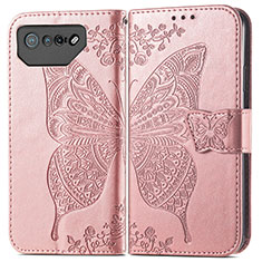 Funda de Cuero Cartera con Soporte Mariposa Carcasa para Asus ROG Phone 7 Ultimate Oro Rosa