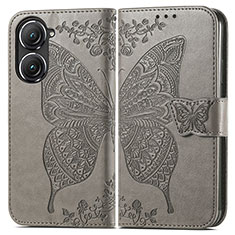 Funda de Cuero Cartera con Soporte Mariposa Carcasa para Asus Zenfone 9 Gris