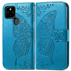 Funda de Cuero Cartera con Soporte Mariposa Carcasa para Google Pixel 5a 5G Azul