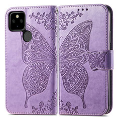 Funda de Cuero Cartera con Soporte Mariposa Carcasa para Google Pixel 5a 5G Purpura Claro