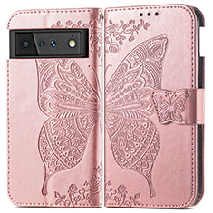 Funda de Cuero Cartera con Soporte Mariposa Carcasa para Google Pixel 6 5G Oro Rosa