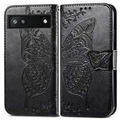 Funda de Cuero Cartera con Soporte Mariposa Carcasa para Google Pixel 6a 5G Negro