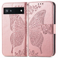 Funda de Cuero Cartera con Soporte Mariposa Carcasa para Google Pixel 6a 5G Oro Rosa