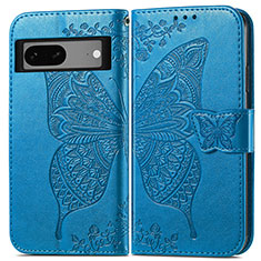 Funda de Cuero Cartera con Soporte Mariposa Carcasa para Google Pixel 7a 5G Azul