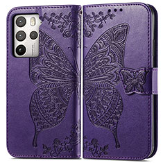 Funda de Cuero Cartera con Soporte Mariposa Carcasa para HTC U23 5G Morado