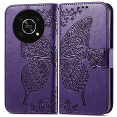 Funda de Cuero Cartera con Soporte Mariposa Carcasa para Huawei Enjoy 50 Pro Morado