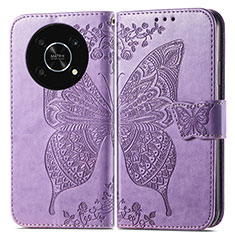 Funda de Cuero Cartera con Soporte Mariposa Carcasa para Huawei Enjoy 50 Pro Purpura Claro