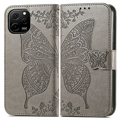 Funda de Cuero Cartera con Soporte Mariposa Carcasa para Huawei Enjoy 50z Gris