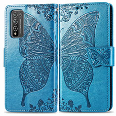 Funda de Cuero Cartera con Soporte Mariposa Carcasa para Huawei Honor 10X Lite Azul