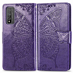 Funda de Cuero Cartera con Soporte Mariposa Carcasa para Huawei Honor 10X Lite Morado