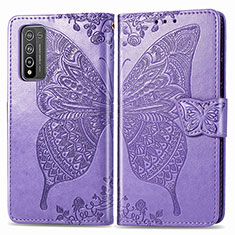 Funda de Cuero Cartera con Soporte Mariposa Carcasa para Huawei Honor 10X Lite Purpura Claro