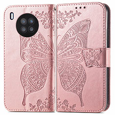 Funda de Cuero Cartera con Soporte Mariposa Carcasa para Huawei Honor 50 Lite Oro Rosa