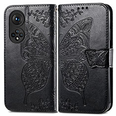 Funda de Cuero Cartera con Soporte Mariposa Carcasa para Huawei Honor 50 Pro 5G Negro