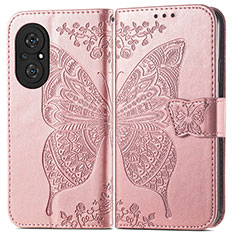 Funda de Cuero Cartera con Soporte Mariposa Carcasa para Huawei Honor 50 SE 5G Oro Rosa