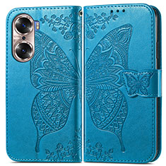 Funda de Cuero Cartera con Soporte Mariposa Carcasa para Huawei Honor 60 5G Azul