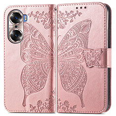 Funda de Cuero Cartera con Soporte Mariposa Carcasa para Huawei Honor 60 Pro 5G Oro Rosa