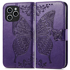 Funda de Cuero Cartera con Soporte Mariposa Carcasa para Huawei Honor 60 SE 5G Morado